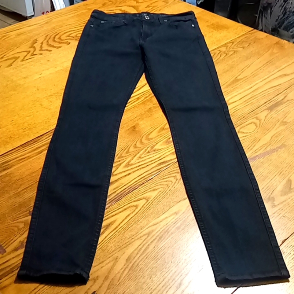 7 FOR ALL MANKIND Womens Jeans  28 BLACK HIGH WAIST Used Denim Pants Skinny ??